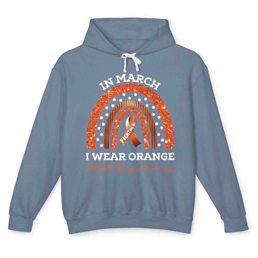 Multiple Sclerosis Awareness In March We Wear Orange Rainbow Unisex Lightweight Hoodie