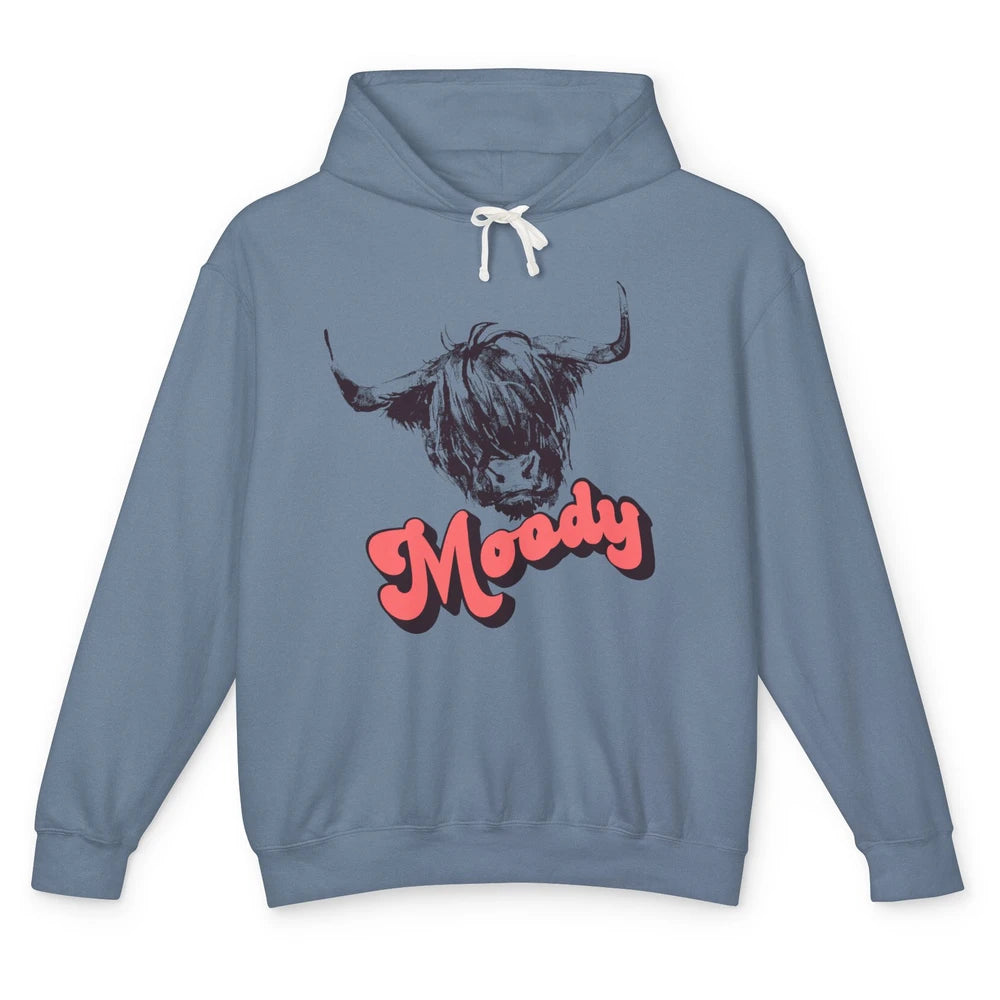Retro Highland Heifer Moody Southern Cow Head Western Heifer Unisex Lightweight Hoodie