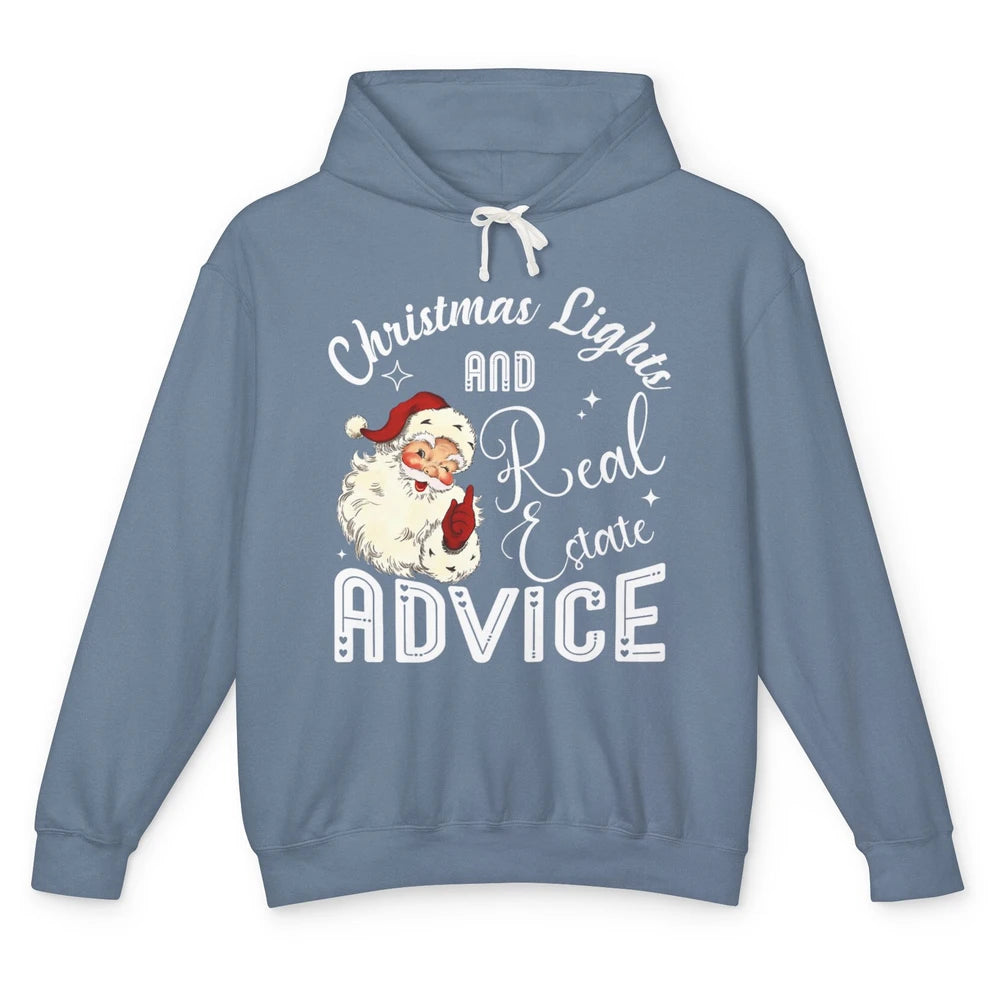 Merry Christmas Xmas Lights Santa Realtor Real Estate Advice Unisex Lightweight Hoodie