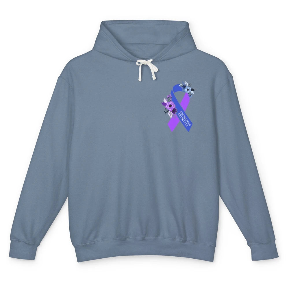 Rheumatoid Arthritis RA Awareness Support Blue Purple Ribbon Unisex Lightweight Hoodie