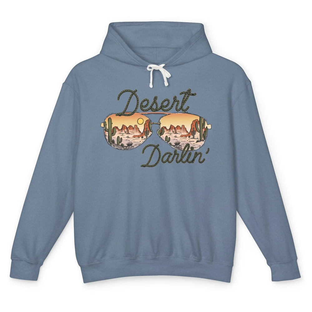 Retro Desert Darling Cactus Glasses Western Country Cowboy Unisex Lightweight Hoodie