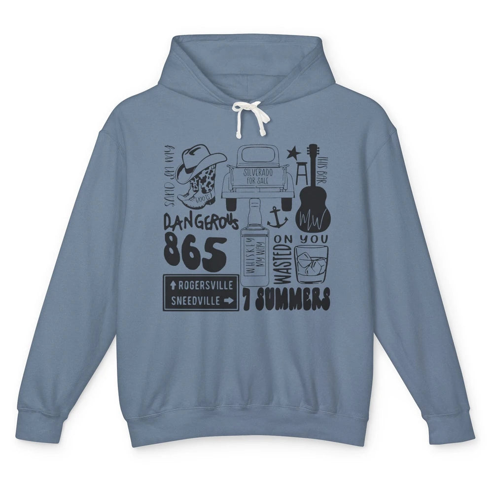 Retro Cowboy Boot Hat Sand In My Boots Western Country Music Unisex Lightweight Hoodie