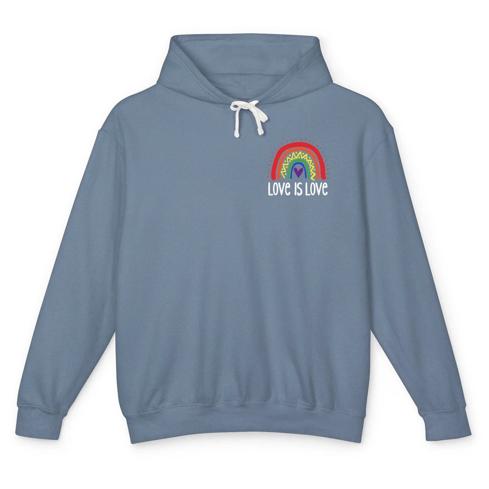 Rainbow Love Is Love LGBT Gay Pride Month Rainbow Flag Unisex Lightweight Hoodie