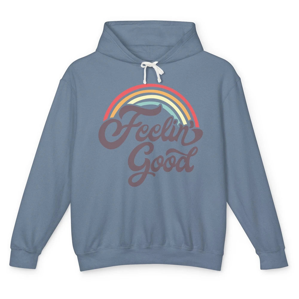 Retro Rainbow Feeling Good Hippie Summer Vintage Positive Unisex Lightweight Hoodie