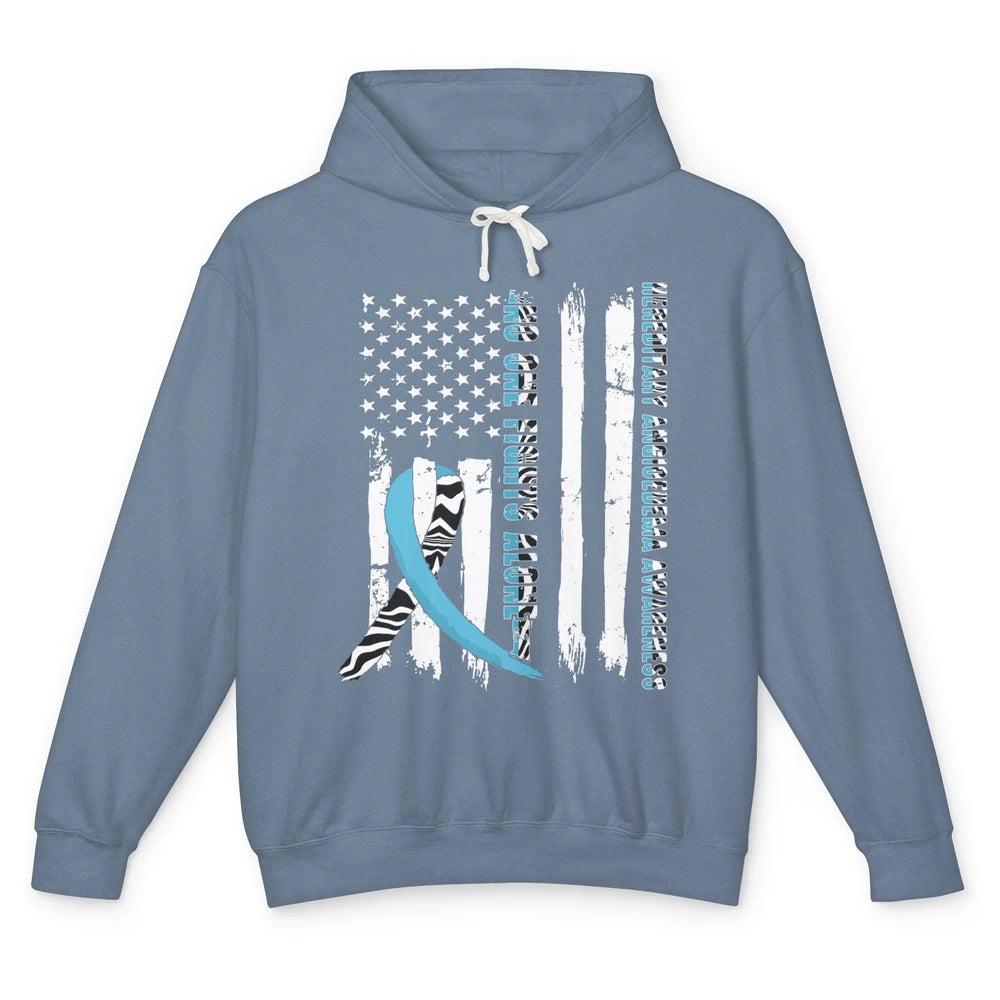 Retro Hereditary Angioedema No One Fight Alone Zebra Ribbon Unisex Lightweight Hoodie