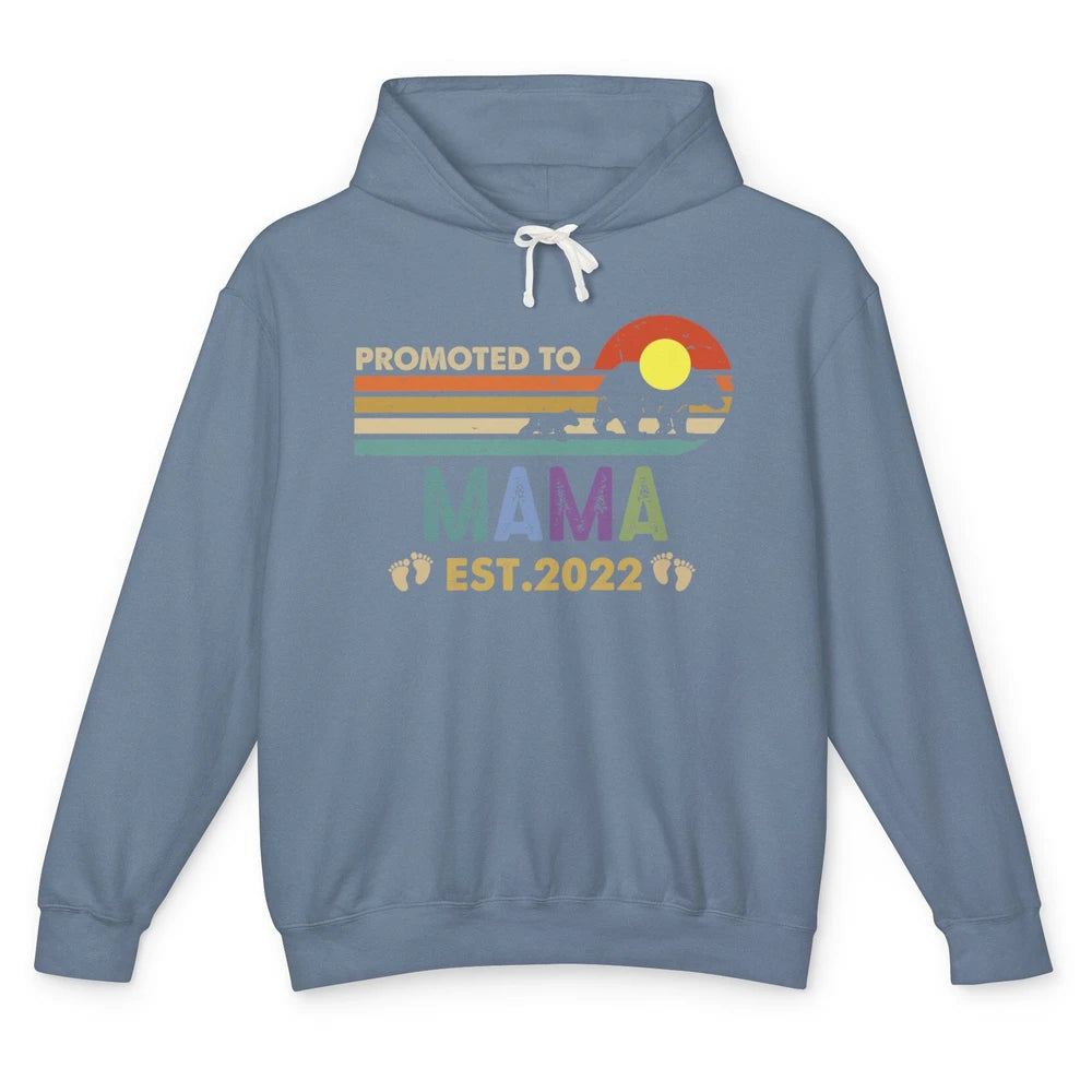 Retro Mama Bear Promoted To Mama Est 2022 First Mothers Day Unisex Lightweight Hoodie