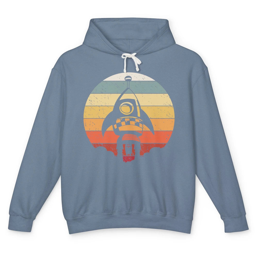 Retro Astronaut Spaceship Spacecraft Spaceman Rocket Launch Unisex Lightweight Hoodie