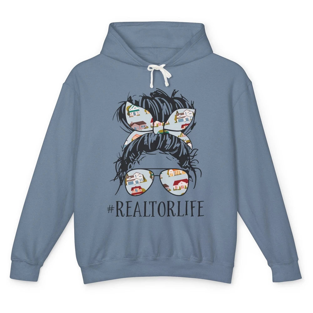 Realtor Life Messy Bun Real Estate Agent Housing Investment Unisex Lightweight Hoodie