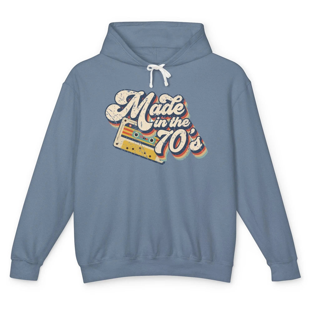 Retro Cassette Made In The 70's 1970s Born Birthday Day Gift Unisex Lightweight Hoodie