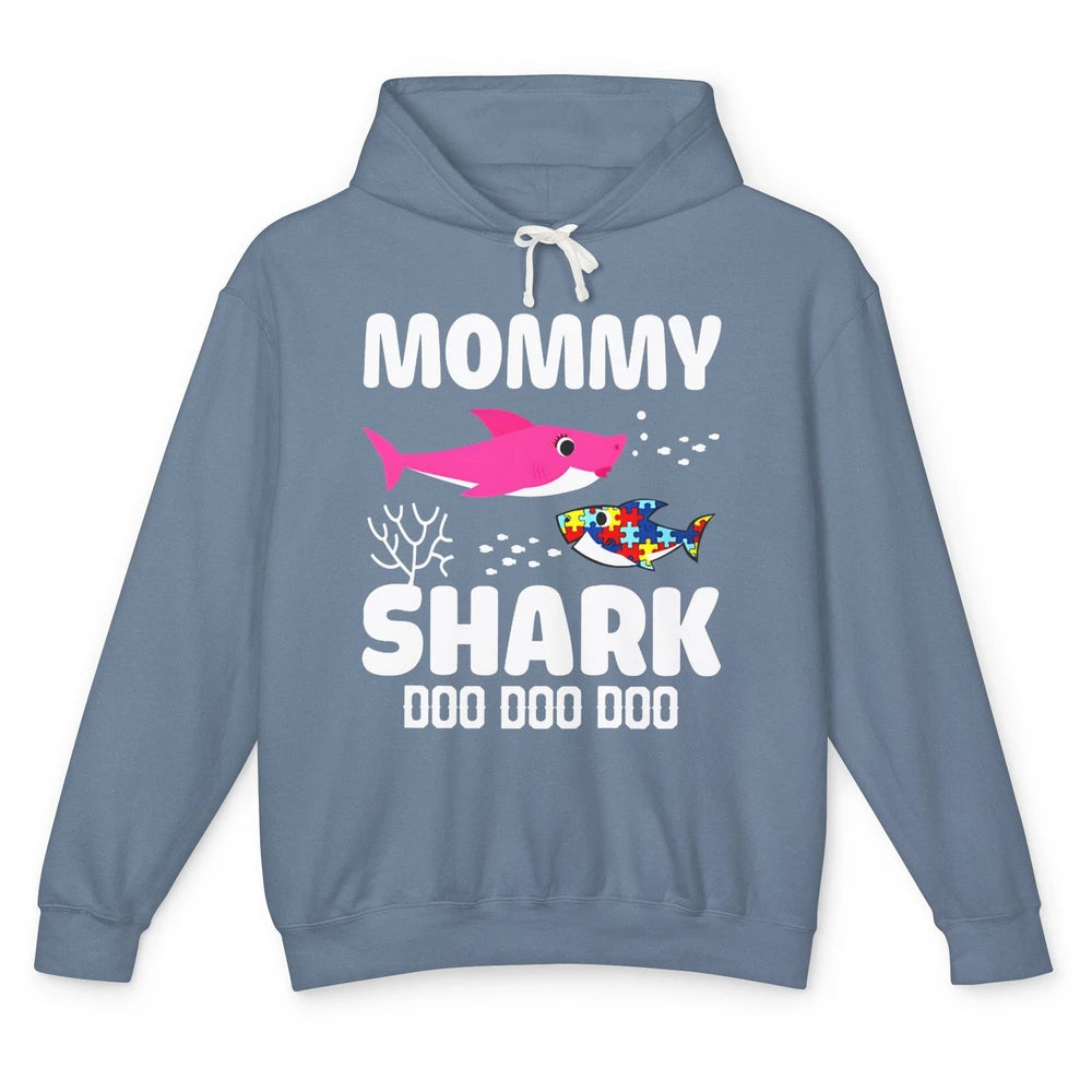 Mommy Shark Autism Shark Puzzle Autism Mom Autism Awareness Unisex Lightweight Hoodie