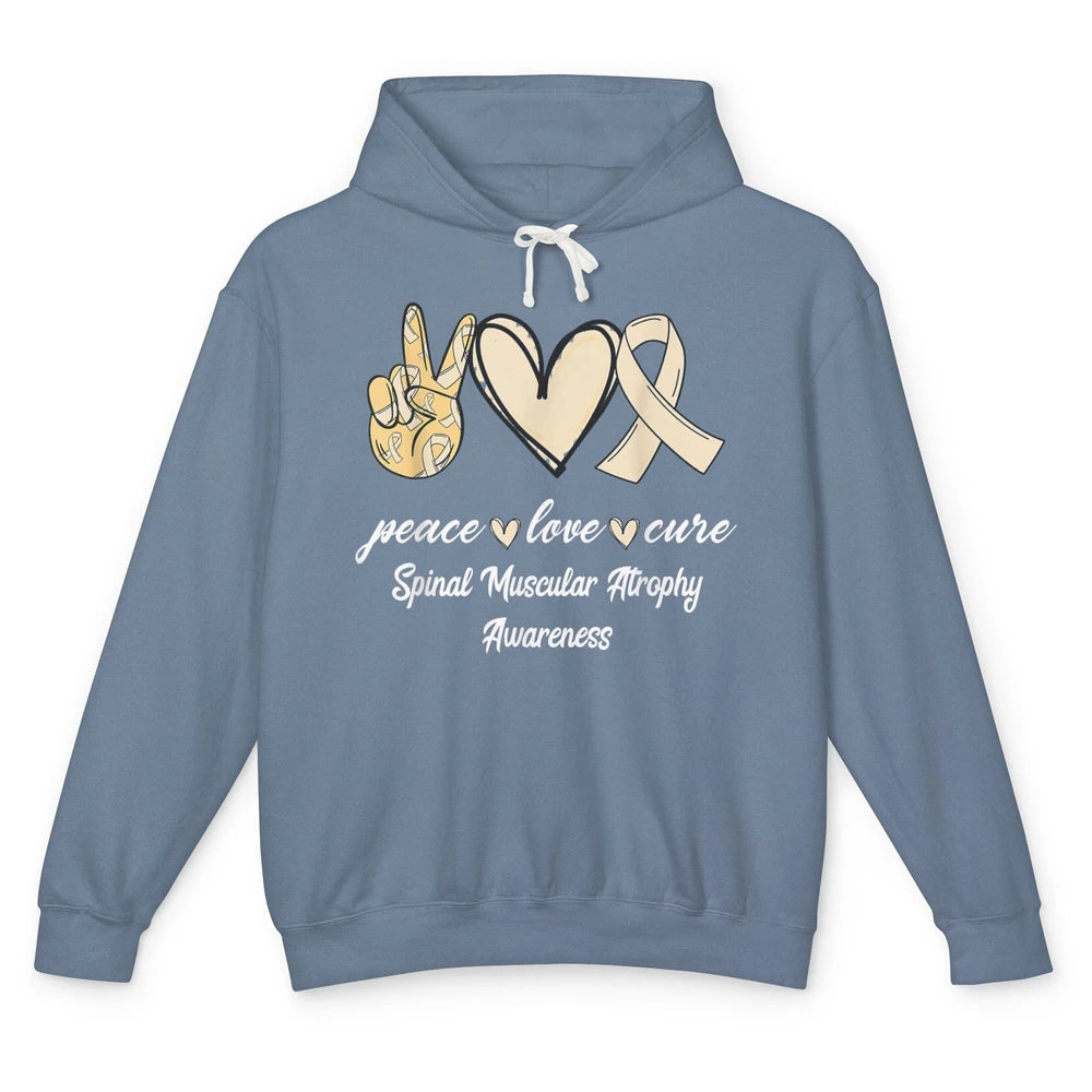 Peace Love Cure Cream Ribbon Spinal Muscular Atrophy SMA Unisex Lightweight Hoodie