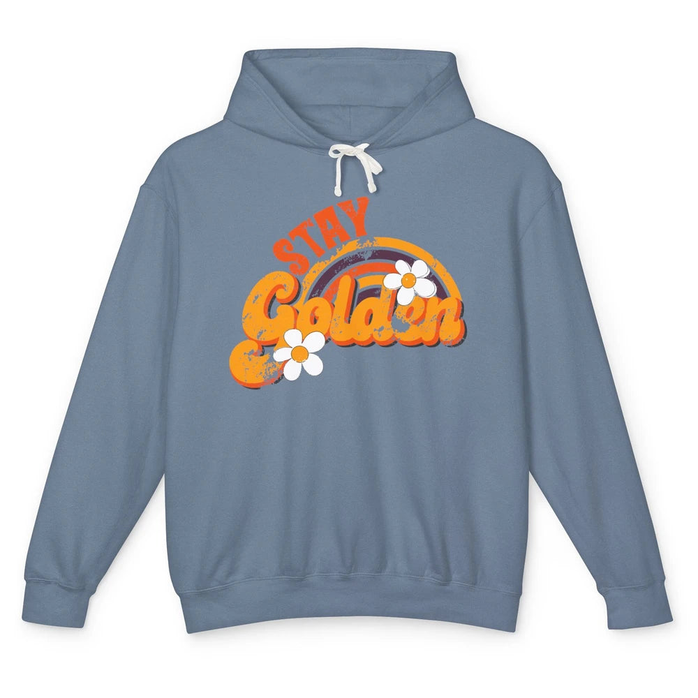 Retro Daisy Rainbow Stay Golden Summer Vintage Positive Life Unisex Lightweight Hoodie