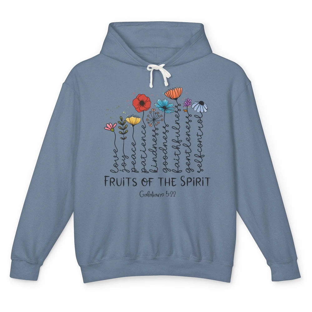 Flower Christian Fruits Of The Spirit Bible Verse Religious Unisex Lightweight Hoodie