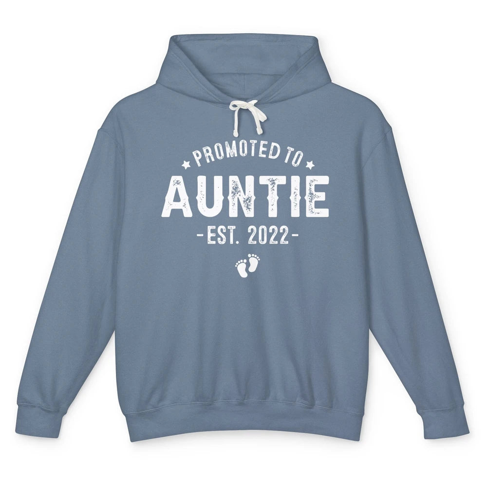 Promoted To Auntie Est 2022 Auntie To Be Pregnancy Reveal Unisex Lightweight Hoodie