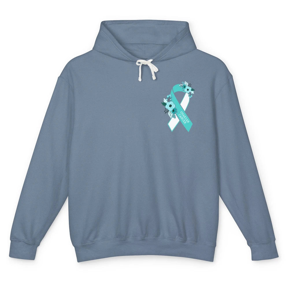 Ovarian Cancer Awareness Support Turquoise Ribbon Pocket Sz Unisex Lightweight Hoodie