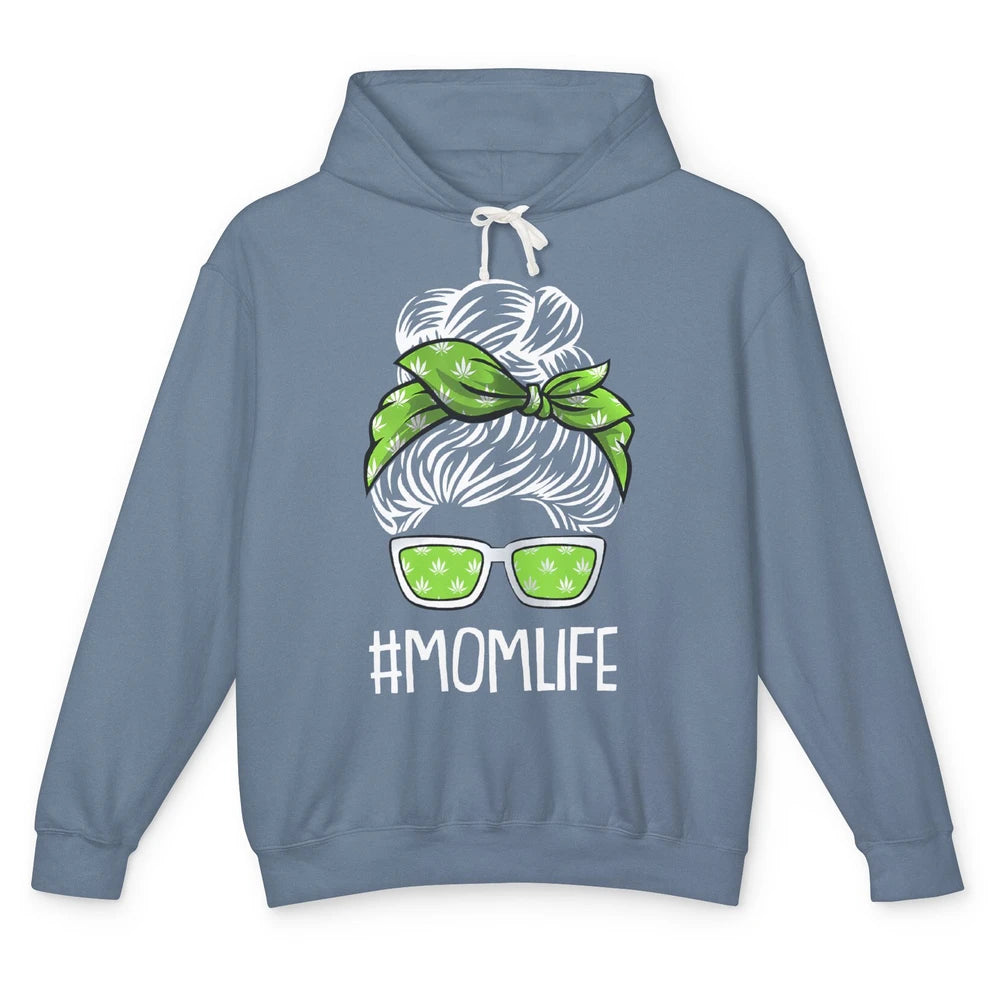 Mom Life Women Cannabis Weed Mom Lady Bun Unisex Lightweight Hoodie