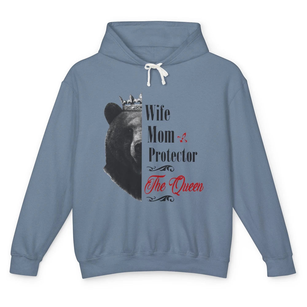 Mommy Queen Bear Wife Mom Protector Queen Mothers Day Gift Unisex Lightweight Hoodie