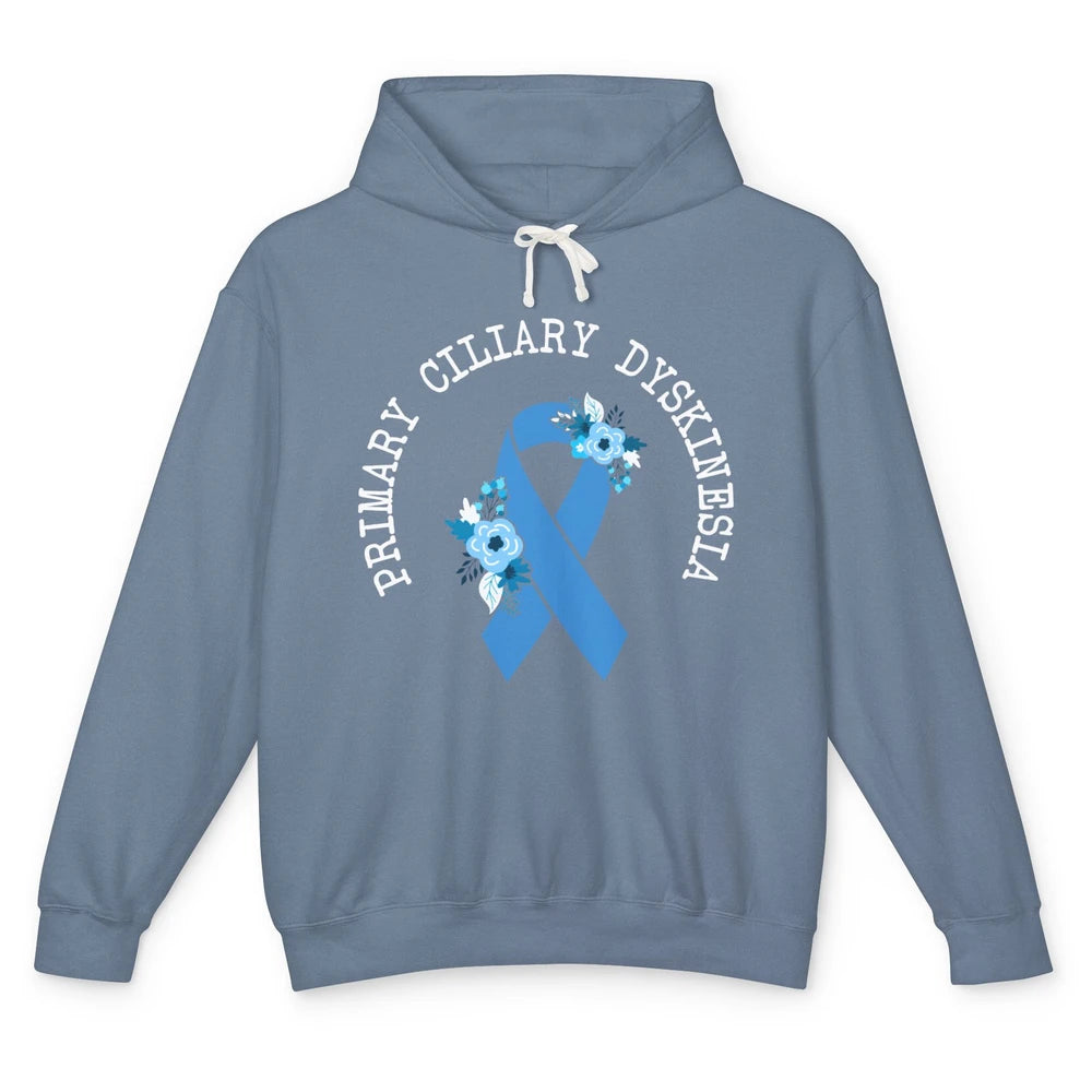 Primary Ciliary Dyskinesia Blue Ribbon Respiratory Diseases Unisex Lightweight Hoodie