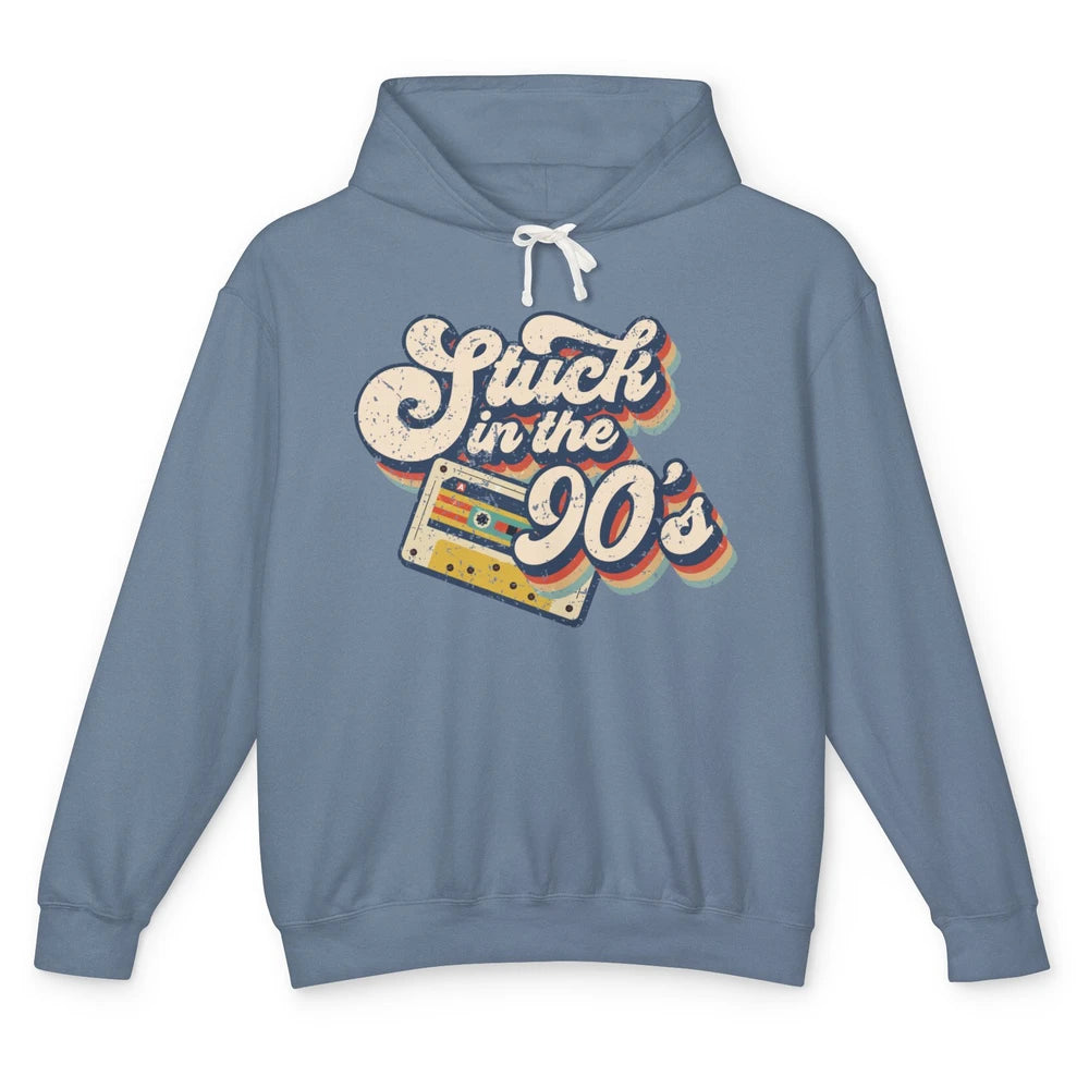 Retro Cassette Stuck In The 90s 1990s Born Birthday Day Gift Unisex Lightweight Hoodie