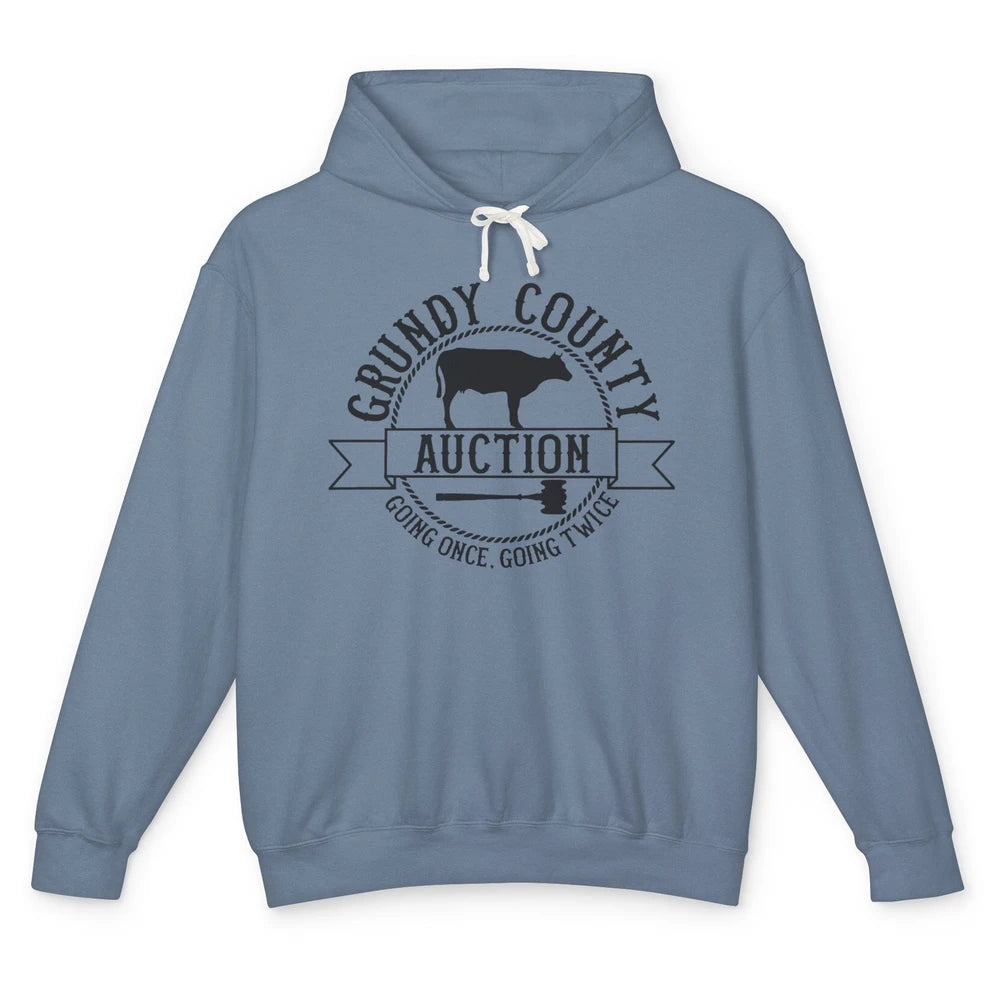 Retro Cow Cattle Grundy County Auction Western Country Farm Unisex Lightweight Hoodie