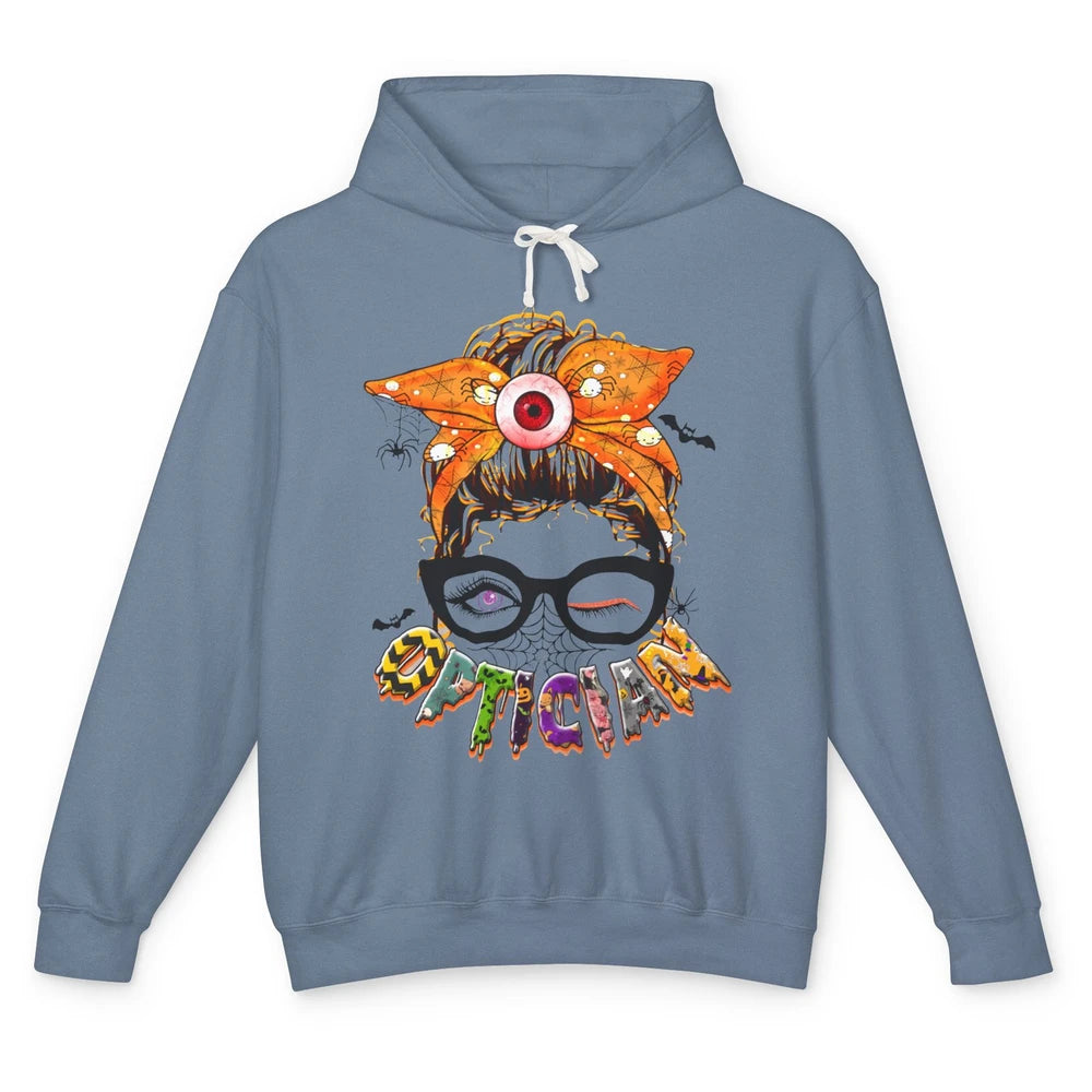 Optician Halloween Women Messy Bun Optometrist Ophthalmic Unisex Lightweight Hoodie