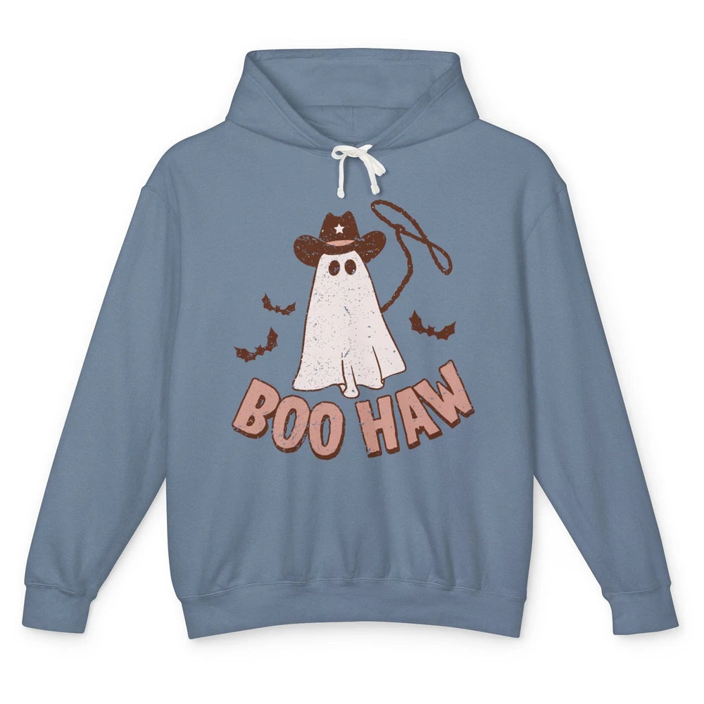 Retro Cowboo Boo Haw Ghost Fall Spooky Season Western Cowboy Unisex Lightweight Hoodie