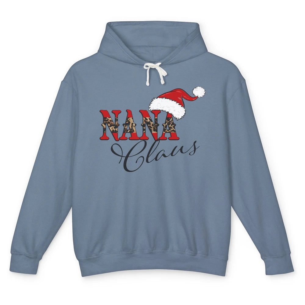 Nana Claus Western Nana Santa Hat Christmas Grandma Leopard Unisex Lightweight Hoodie