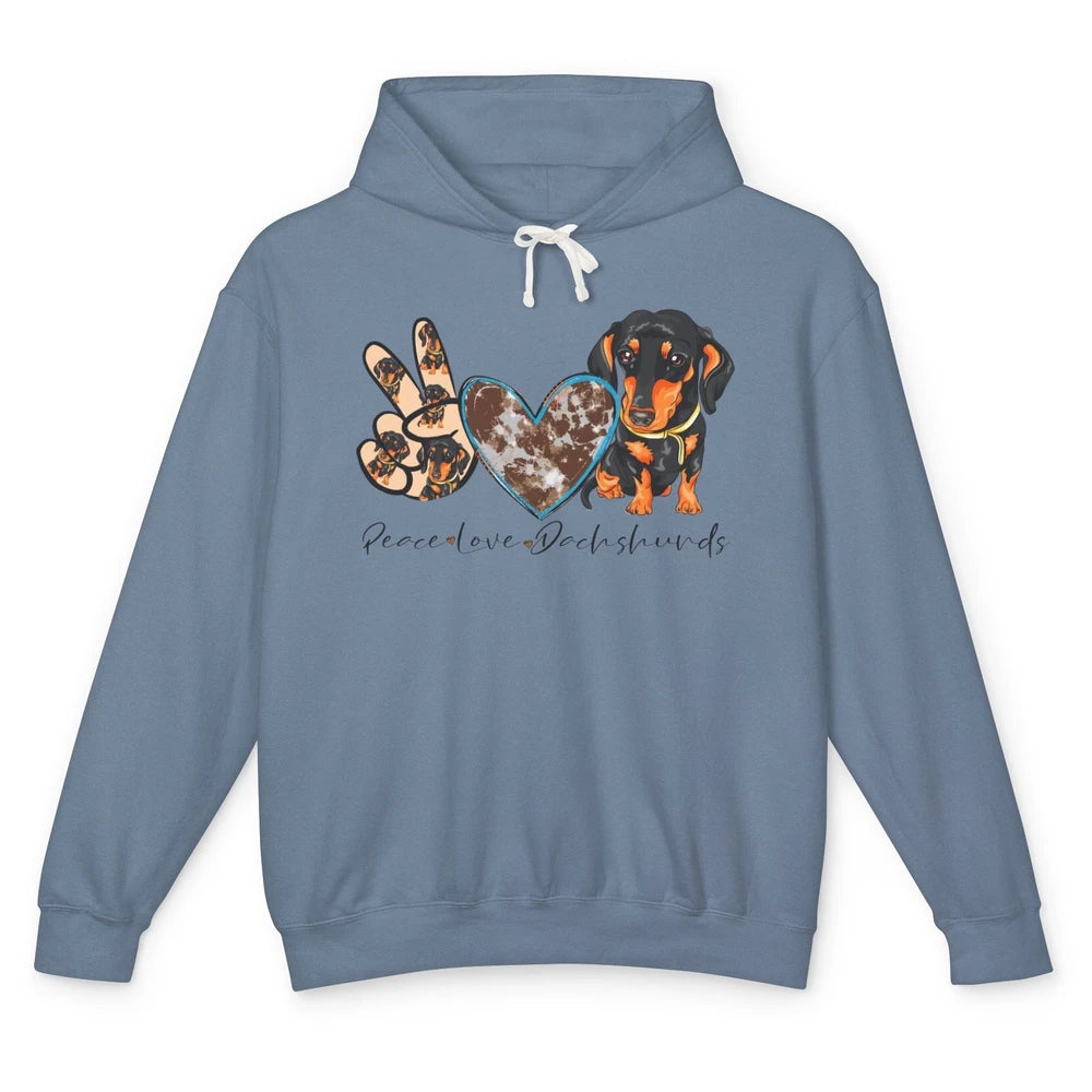 Peace Love Dachshund Dog Mom Dachshund Lovers Wiener Mom Unisex Lightweight Hoodie