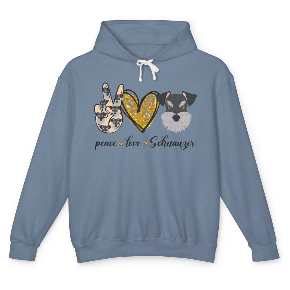 Peace Love Schnauzer Dog Lover Schnauzer Dad Mom Gift Unisex Lightweight Hoodie