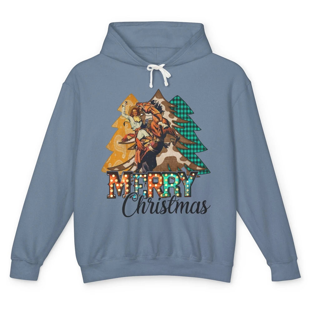 Rodeo Mom Cowgirl Christmas Tree Western Country Cowboy Gift Unisex Lightweight Hoodie