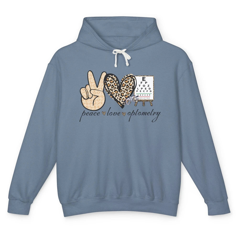 Peace Love Optometry Leopard Optometrist Optician Life Gift Unisex Lightweight Hoodie