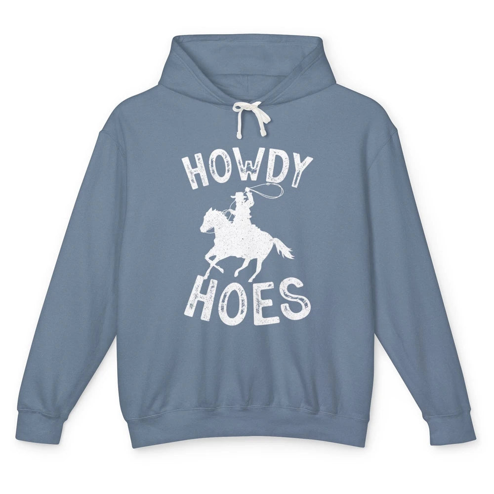 Retro Howdy Hoes Funny Cowboy Riding Horse Vintage Western Unisex Lightweight Hoodie