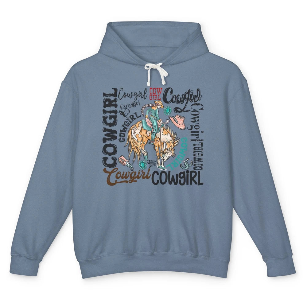 Retro Cowgirl Rodeo Wild Western Country Cowboy Hat Unisex Lightweight Hoodie