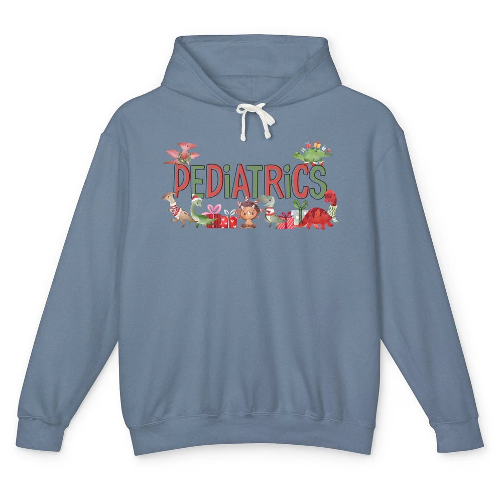 Pediatrics Christmas PEDS Nurse Dinosaur Xmas Physical Nurse Unisex Lightweight Hoodie