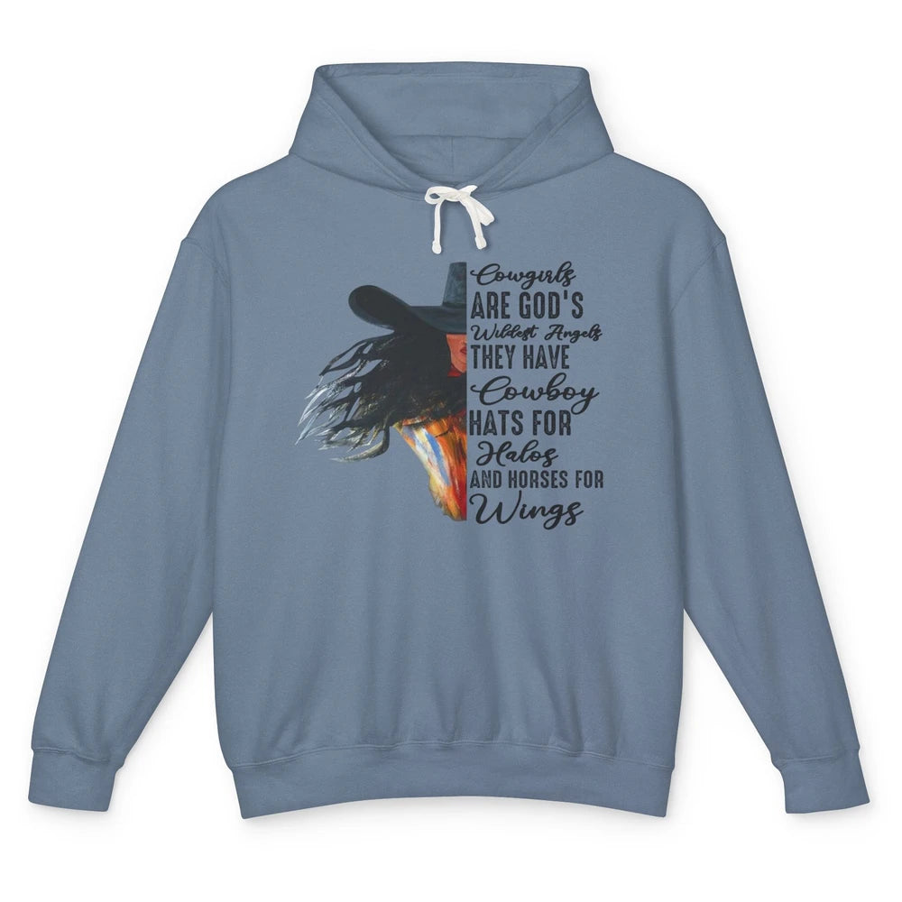Retro Cowgirls Are God's Wildest Angel Western Country Rodeo Unisex Lightweight Hoodie