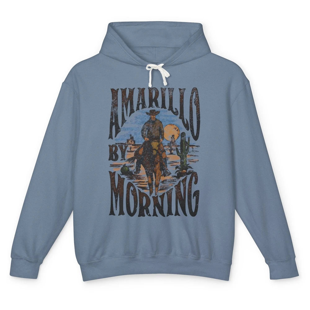 Retro Cowboy Riding Horse Desert Amarillo By Morning Western Unisex Lightweight Hoodie
