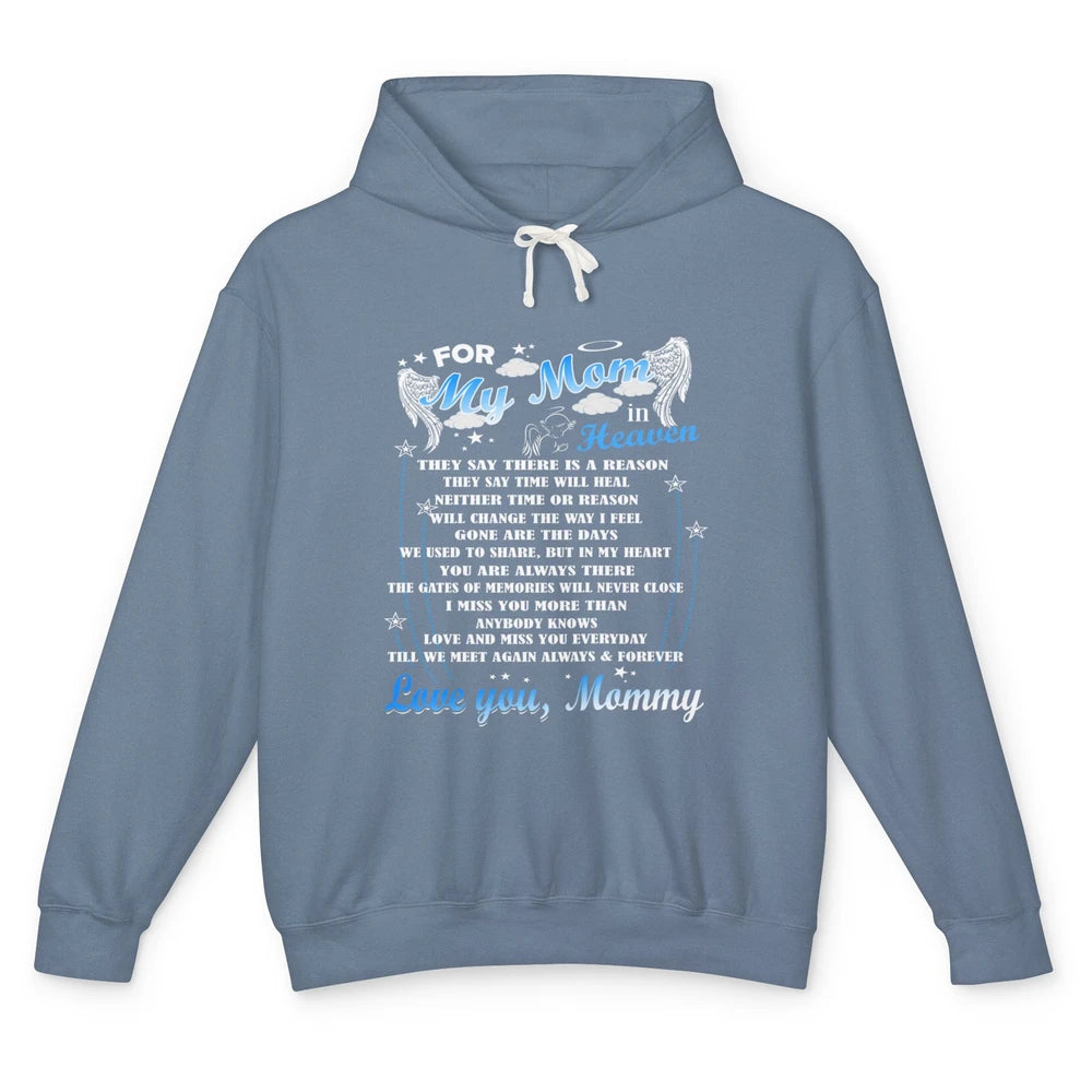 My Mom In Heaven Angel Wings Mother In Memories My Guardian Unisex Lightweight Hoodie