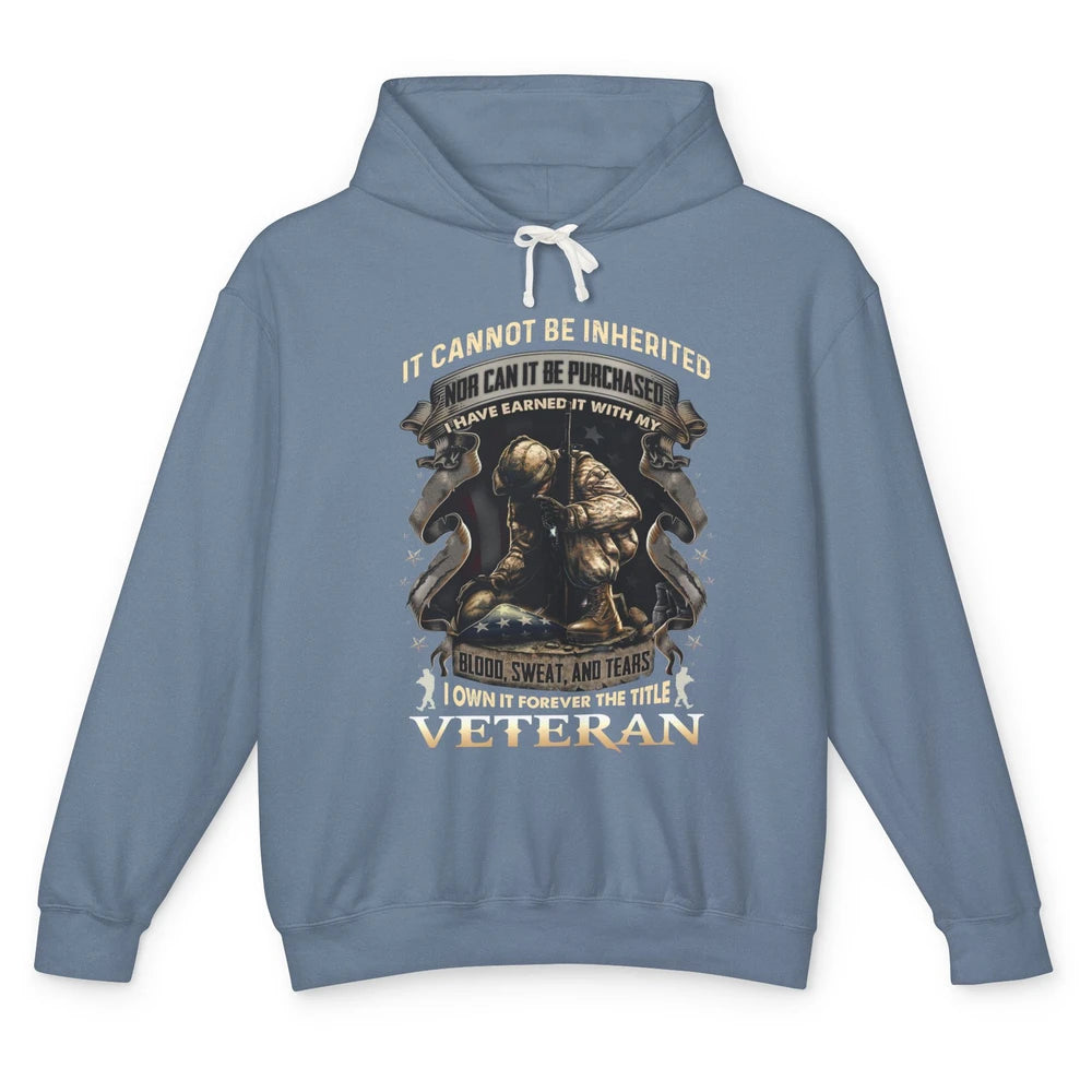 Proud American Veteran It Can't Be Heritated US Soldier Gift Unisex Lightweight Hoodie