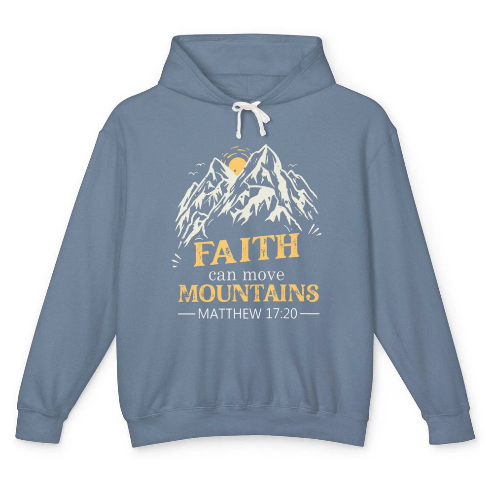 Faith Move Mountains Retro Jesus Christian Cross Bible Verse Unisex Lightweight Hoodie