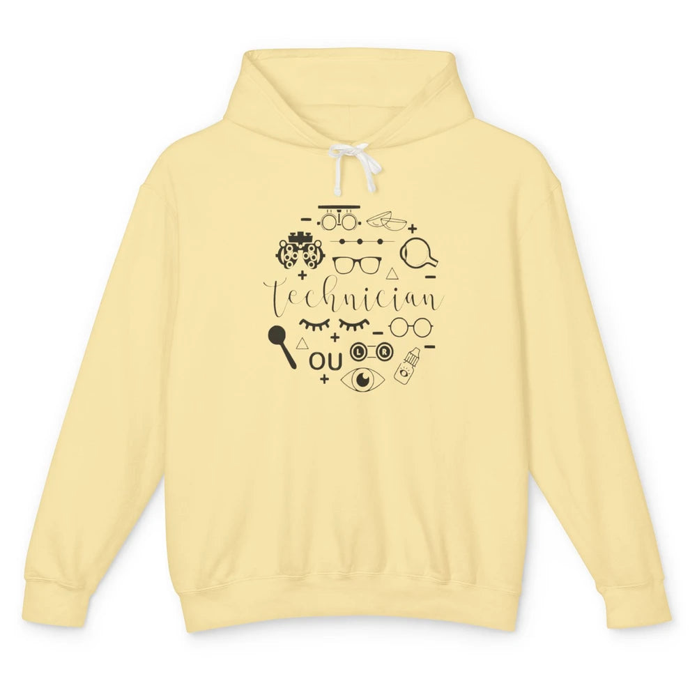 Optometry Symbols Eyeglasses Optician Optometrist Technician Unisex Lightweight Hoodie