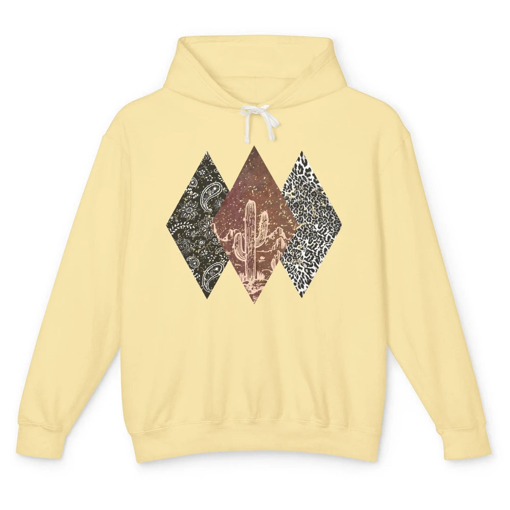 Retro Leopard Desert Cactus Sunset Western Country Cowgirl Unisex Lightweight Hoodie
