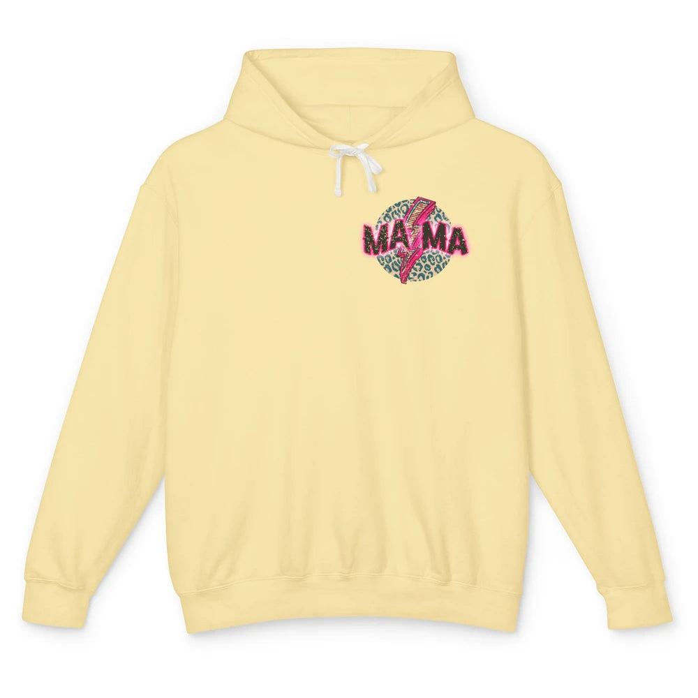Retro Mama Leopard Pink Lightning Bolt Western Country Mama Unisex Lightweight Hoodie