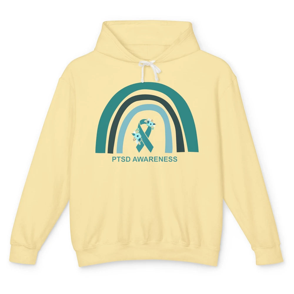 Post-traumatic Stress Disorder Awareness PTSD Teal Ribbon Unisex Lightweight Hoodie