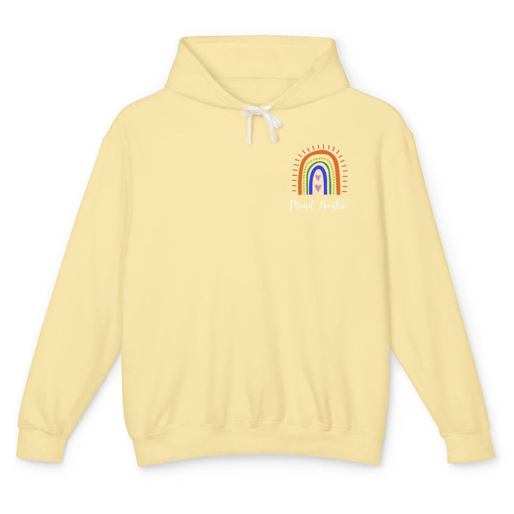 Rainbow Proud Bestie Proud Ally LGBT Gay Pride Month Unisex Lightweight Hoodie