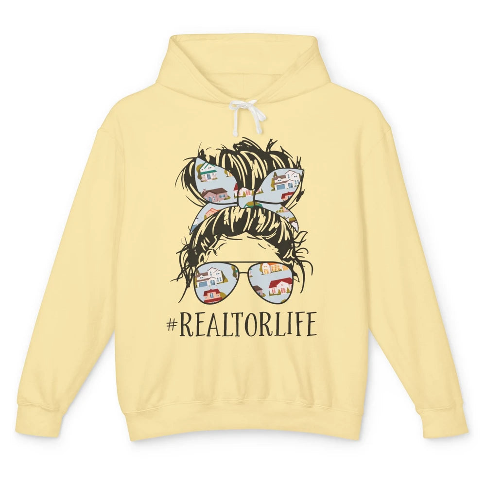 Realtor Life Messy Bun Real Estate Agent Housing Investment Unisex Lightweight Hoodie