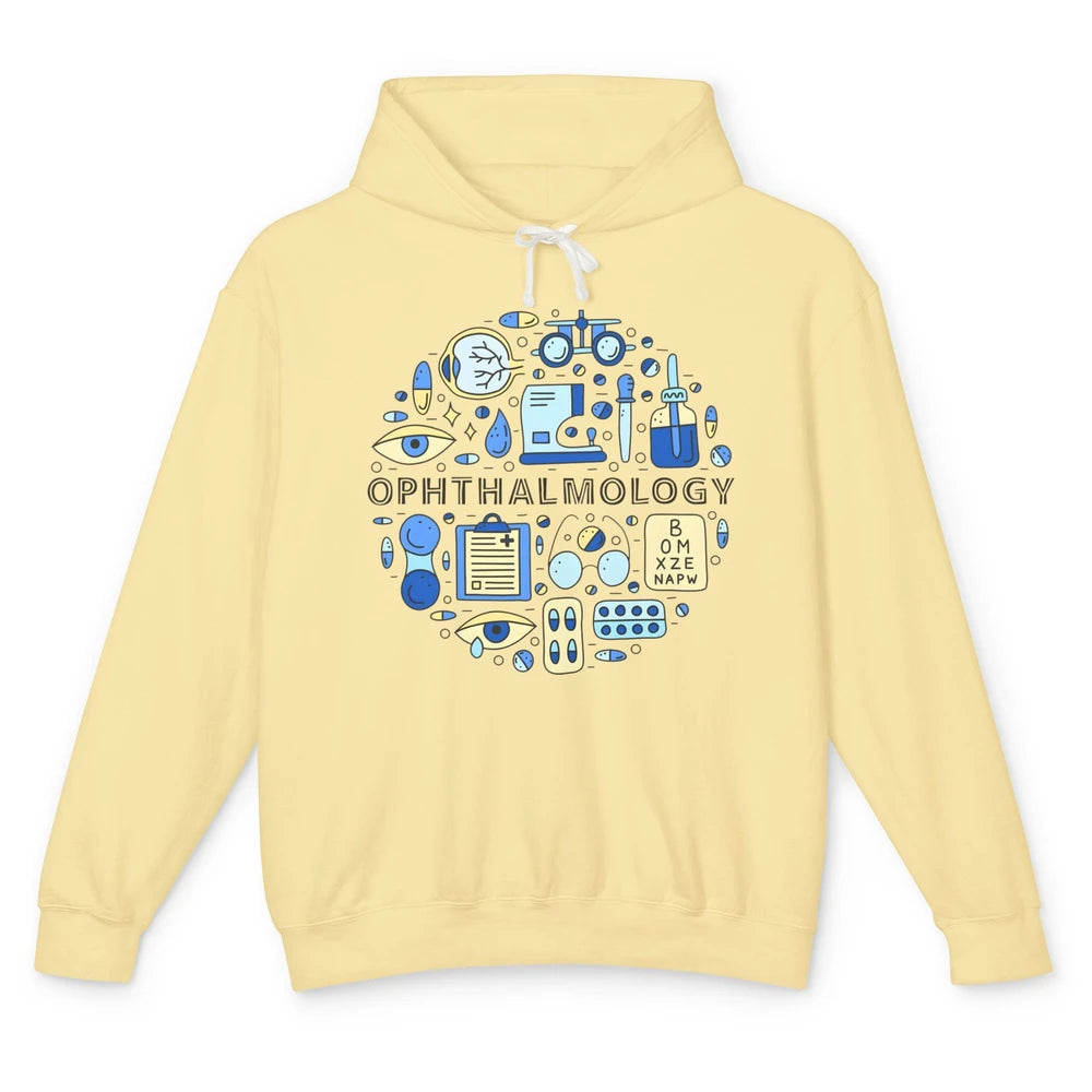 Optometrist Eye Chart Phoropter Symbols Ophthalmology Tech Unisex Lightweight Hoodie