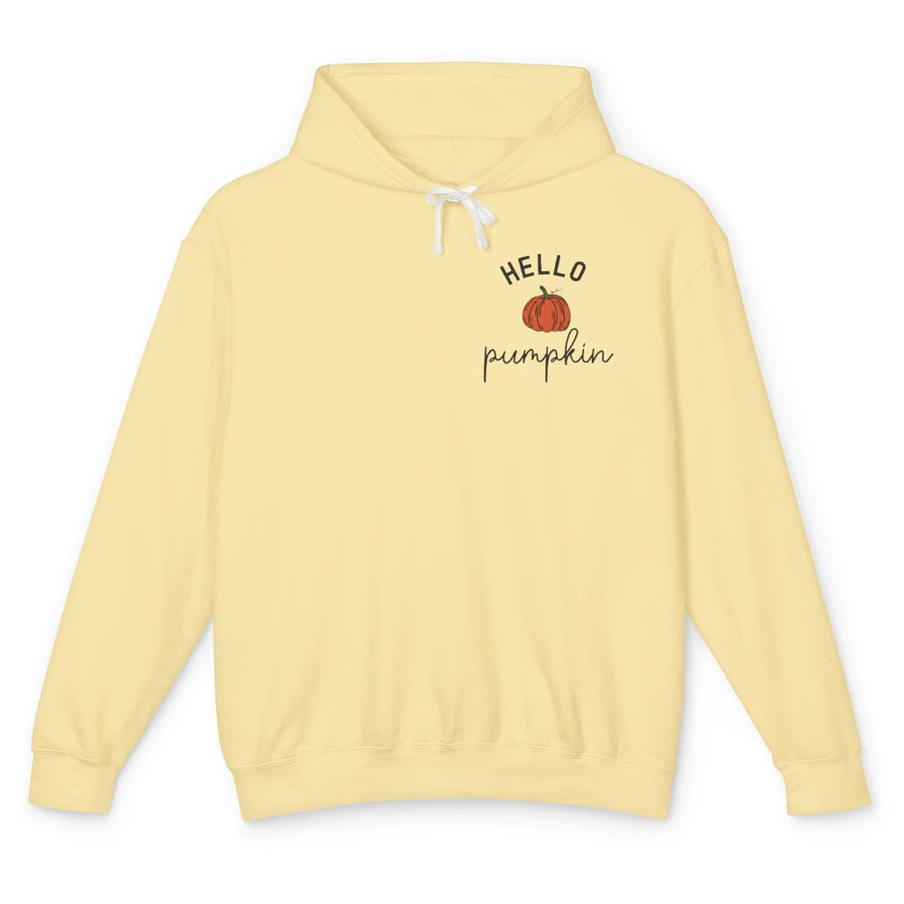 Pumpkin Halloween Hello Pumpkin Fall Thanksgiving Pocket Unisex Lightweight Hoodie