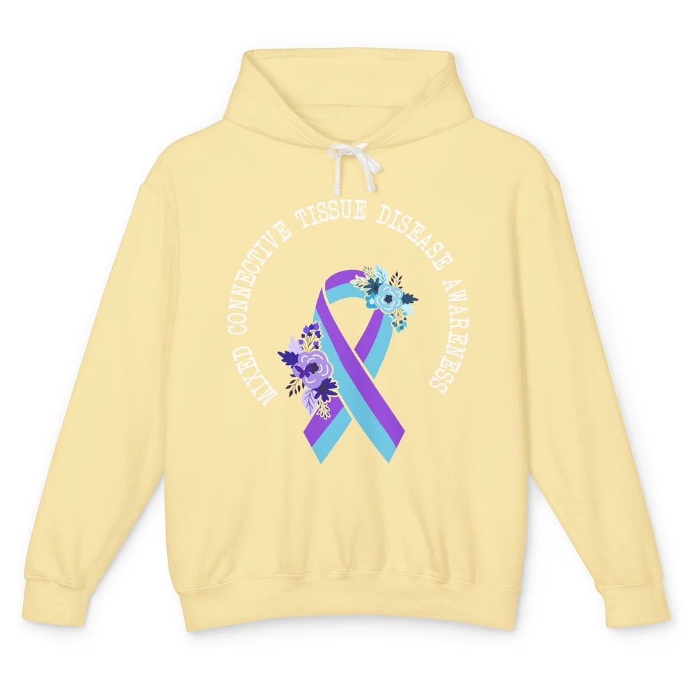 Mixed Connective Tissue Disease Awareness MCTD Floral Ribbon Unisex Lightweight Hoodie