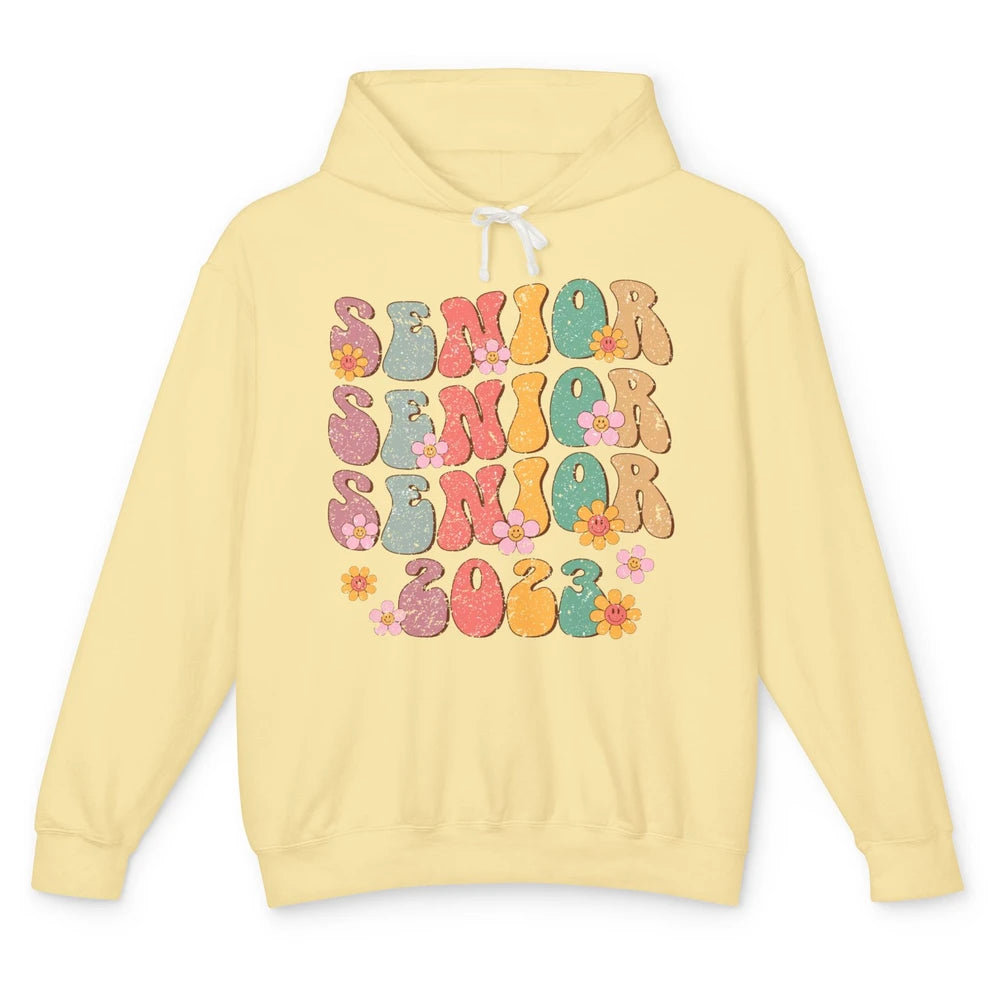 Retro Groovy Daisy Senior 2023 Graduation Gift Class Of 2023 Unisex Lightweight Hoodie