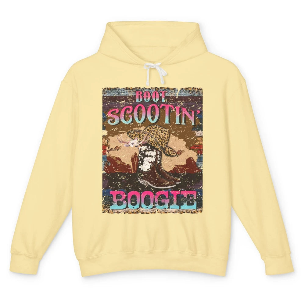 Leopard Cowboy Boots Hat Boot Scootin Boogie Western Country Unisex Lightweight Hoodie